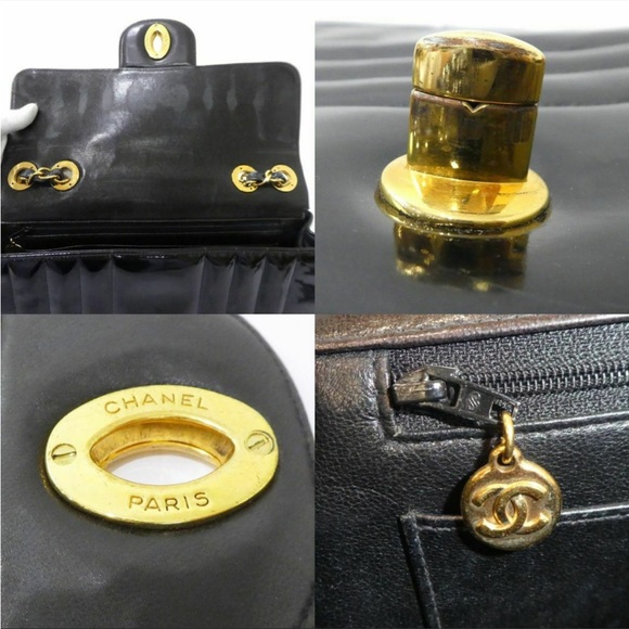 Chanel Vintage patent leather large CC Maxi jumbo 24k gold - Picture 5 of 13